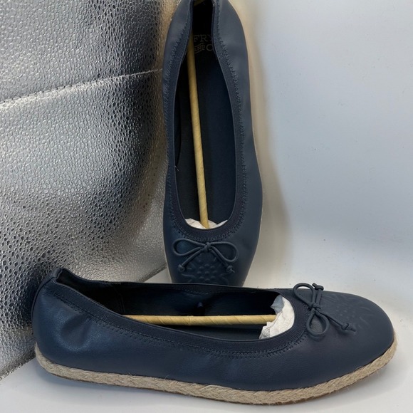 New Frye and Co. Willow Espadrille Ballet Flats Navy Blue Bow Detail Sz 9.5M - Picture 1 of 15